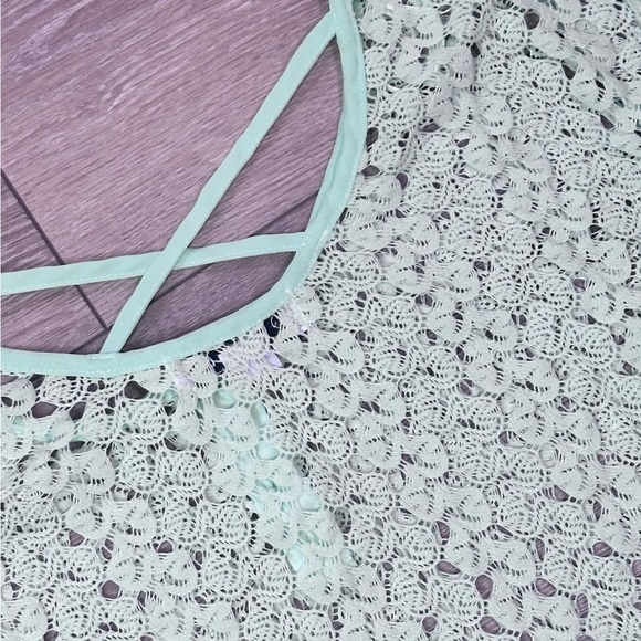 Simply Noelle Mint Crochet Flare Sleeve Top - Picture 12 of 12